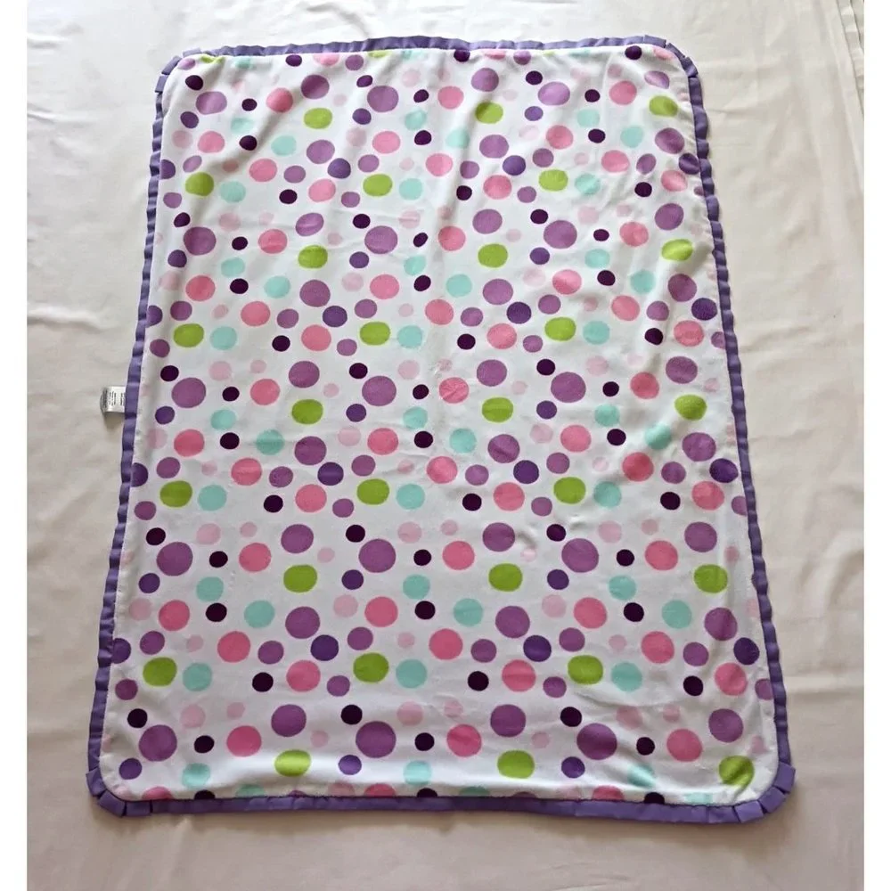 CARTER'S COZY SECURITY BABY BLANKET LOVEY POLKA DOT‎ PURPLE PINK 30 x 40